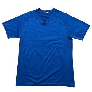 Lululemon T-Shirt Mens M Metal Vent Tech Short Sleeve V-Neck Performance Blue